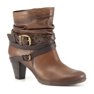 PIKOLINOS Brown Heeled Boots with Buckle Detail